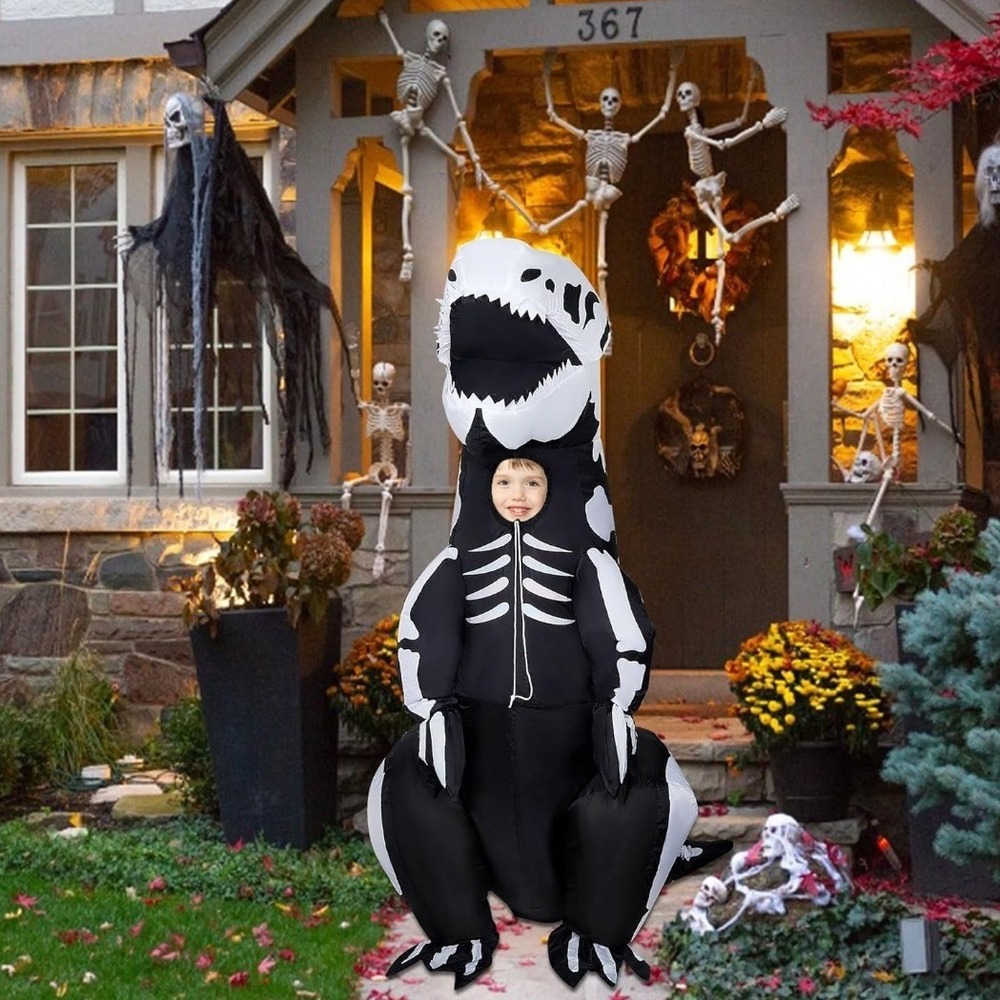 Lulu Home Inflatable Skeleton T-Rex Costume Kids Black Dinosaur 6.5FT 21224B K1 - Picture 12 of 13